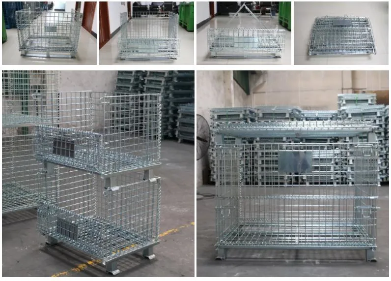 Metal Storage Bins Hot DIP Galvanized Collapsible Box Mesh Storage Cage Wire Container Pallet