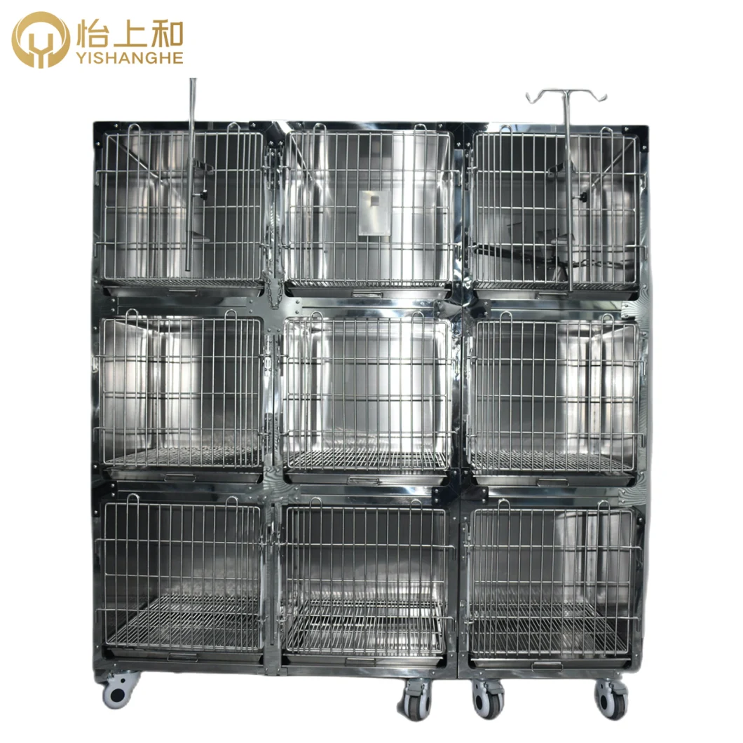 Dog Stainless Steel 304 Cage Pallet S M Factory Price Veterinary Cages with Glass Door