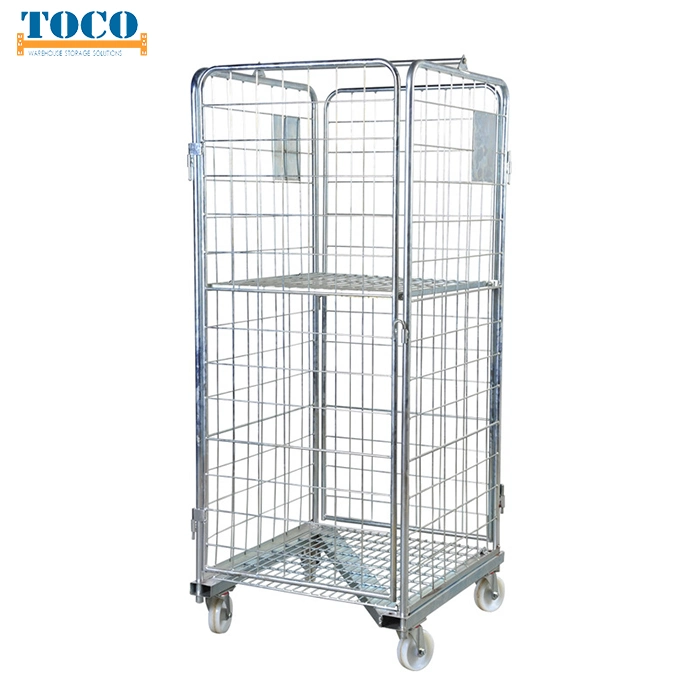 Lockable Storage Roll Cage with Top Lid for Carton Storage