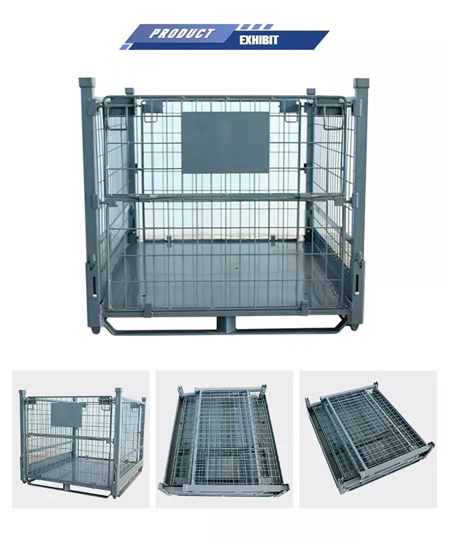 Galvanizing Stacking Warehouse Metal Pallet Cage Folding Steel Box Stillages