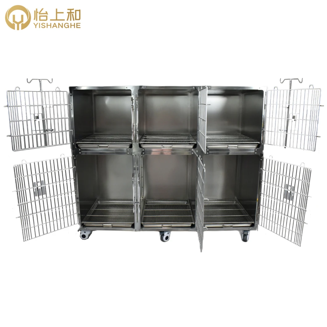 Dog Stainless Steel 304 Cage Pallet S M Factory Price Veterinary Cages with Glass Door