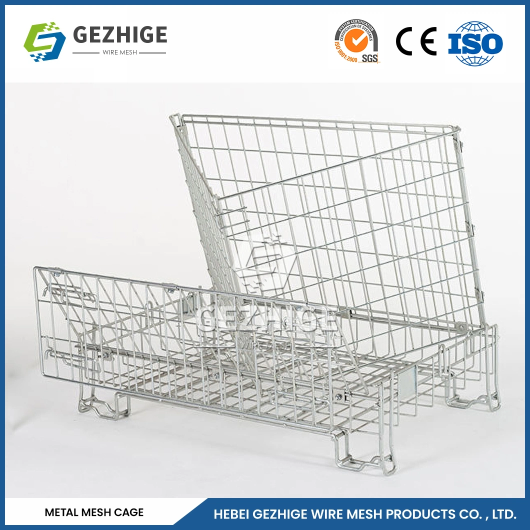 Gezhige Wholesale OEM Custom Lockable Stackable Metal Welded Wire Mesh Container Steel Storage Cage