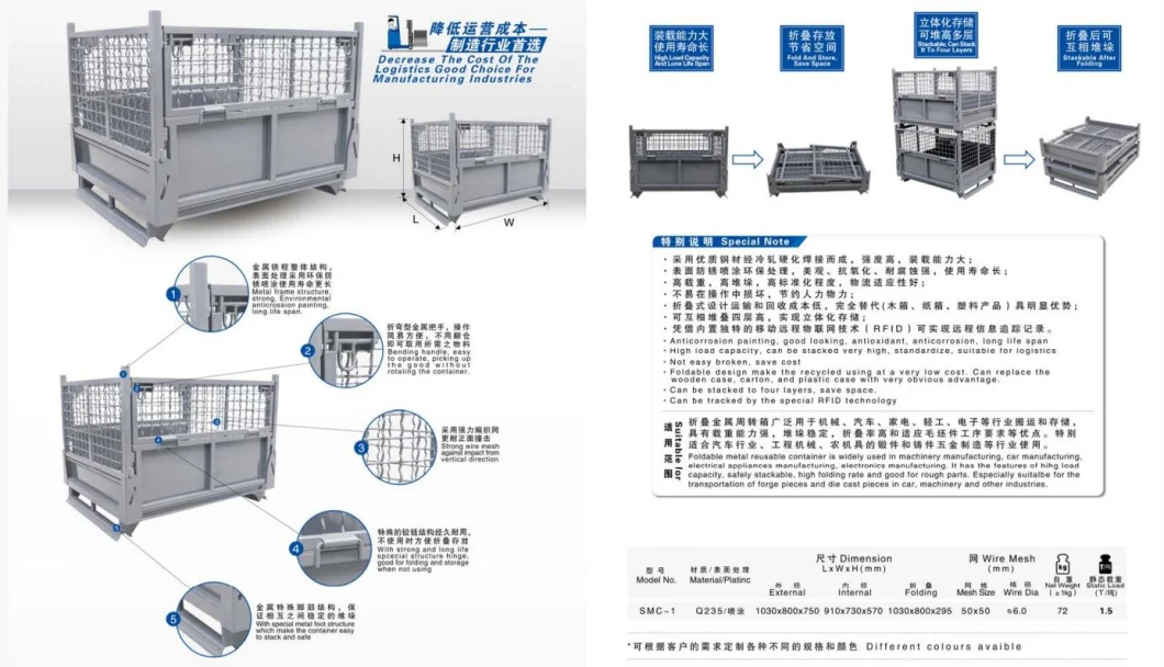 Metal Bin Storage Container Wire Mesh Pallet Crate Foldable Stackable Steel Storage Cage Pallet From Direct Factory