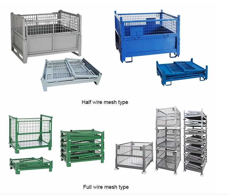 Metal Bin Storage Container Wire Mesh Pallet Crate Foldable Stackable Steel Storage Cage Pallet From Direct Factory