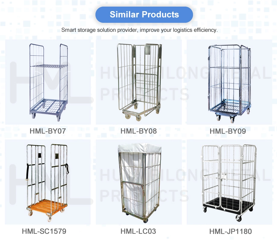 Four Sided Customized Galvanized Transportation Foldable Rolling Metal Storage Cage