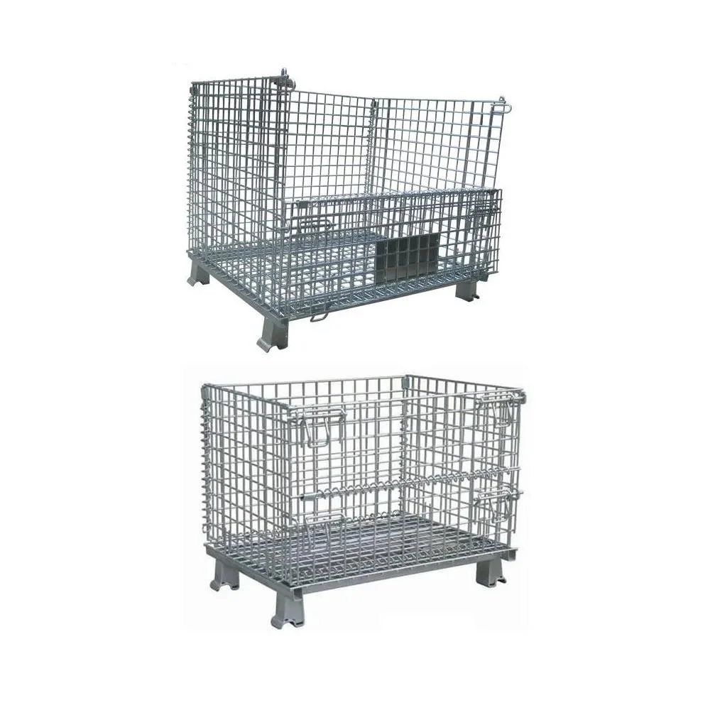 Metal Storage Bins Hot DIP Galvanized Collapsible Box Mesh Storage Cage Wire Container Pallet