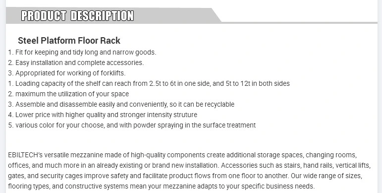 Steel Racking System Mezzanine Storage Shelf for Ndustry Multi-Level Racks