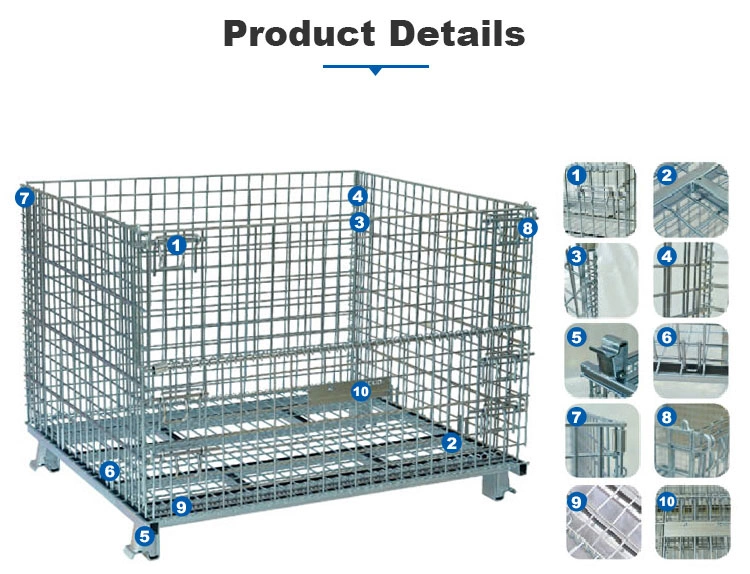 Cargo Transport Storage Forklift Safety Galvanized Folding Wire Cages