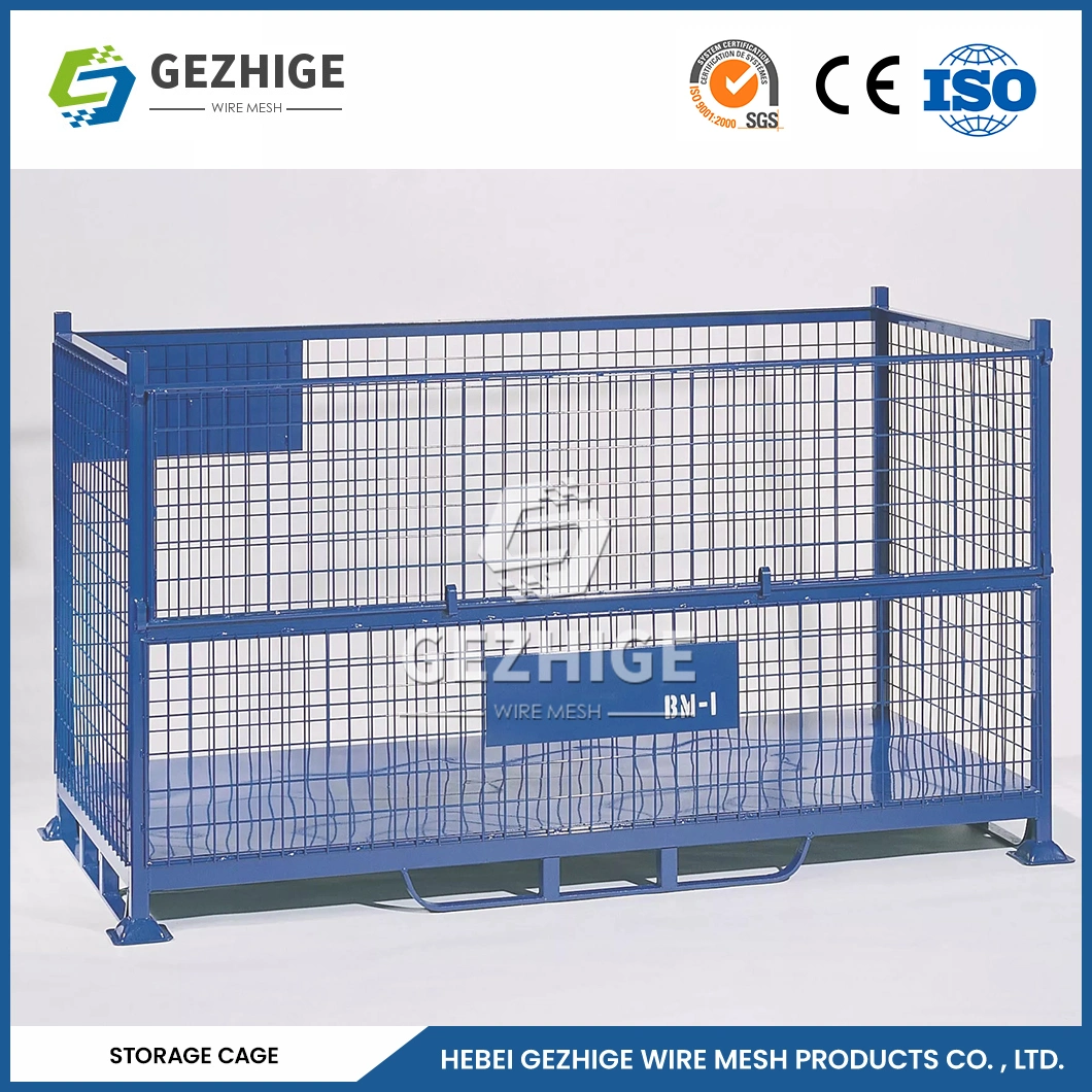 Gezhige High Quality Steel Wheels 50X50 Storage Cages Wire Mesh Pallet Cage High Load Capacity Storage Cages